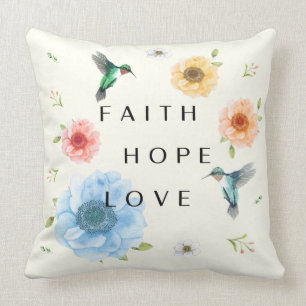 hummingbird faith throw pillow
