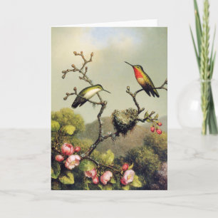 Hummingbird Family and Apple Blossom Greeting Card