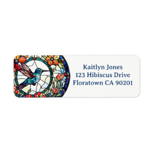 Hummingbird Faux Stained Glass Bird custom address