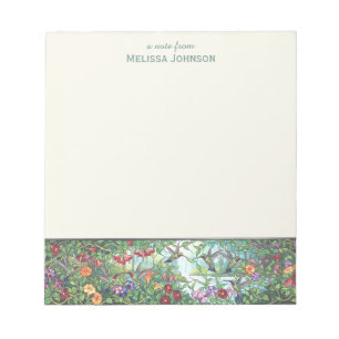 Hummingbird Faux Stained Glass Personalized Name Notepad