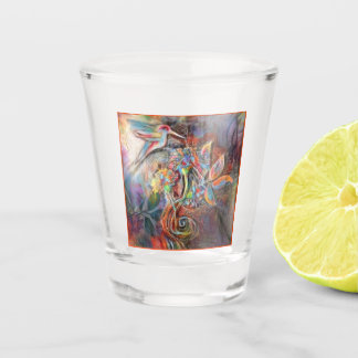 Hummingbird Flight Soft Pastels Art Shot Glass
