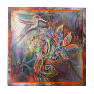Hummingbird Flight Soft Pastels Art Tile