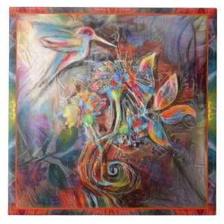 Hummingbird Flight Soft Pastels Art Tile