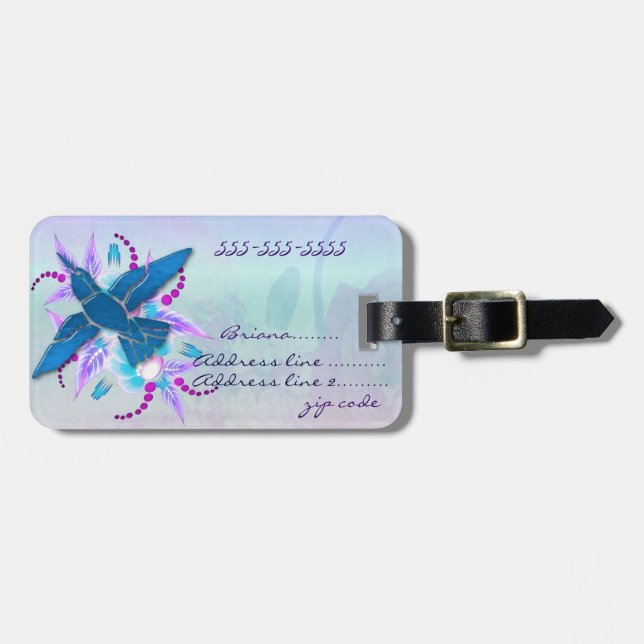 Hummingbird Floral Art Deco Luggage Tag (Front Horizontal)