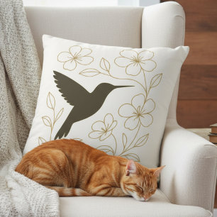 Hummingbird Floral – Elegant Gift for Mom Throw Pillow