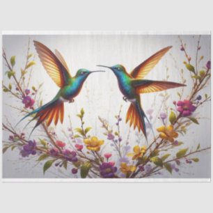 Hummingbird Floral Fauna Decoupage Tissue Paper