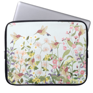 Hummingbird Floral Garden Vintage Illustration Laptop Sleeve