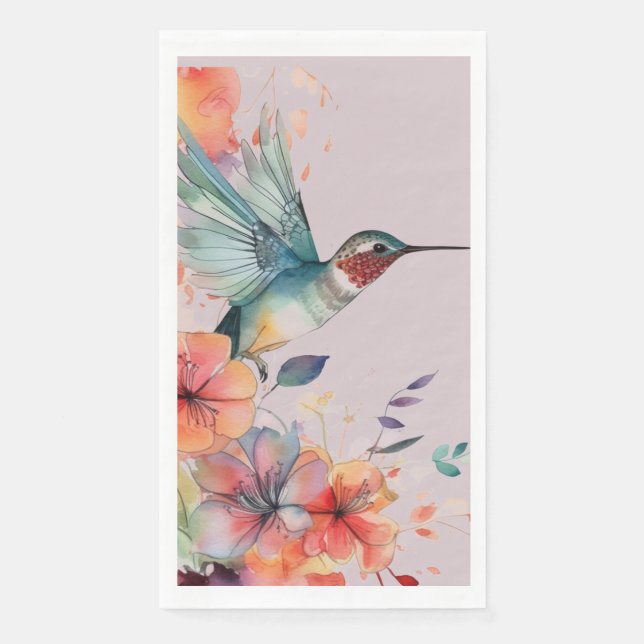 Hummingbird Floral Guest Towels Napkin (Front)