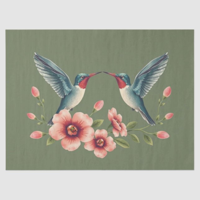 Hummingbird Floral  Tissue Paper (Front)