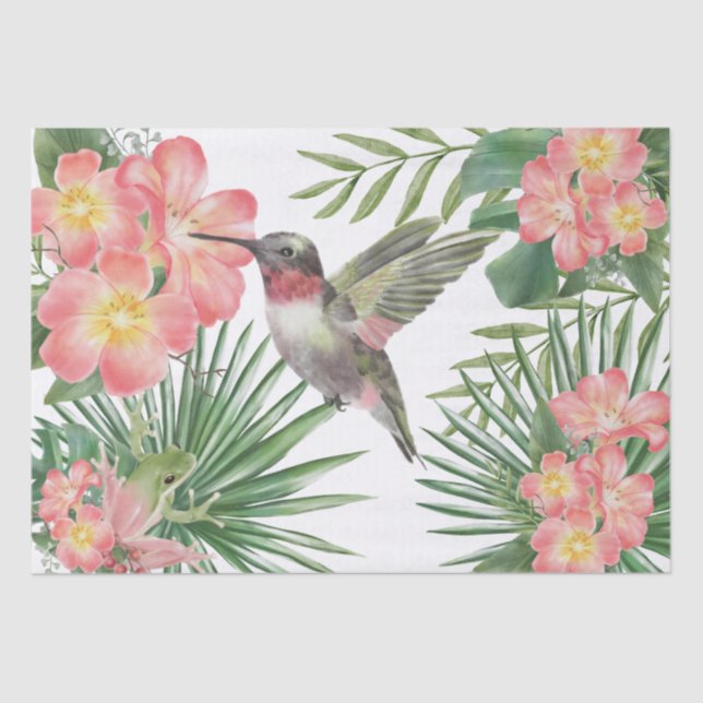 Hummingbird Floral Watercolor Tissue Paper (Front)