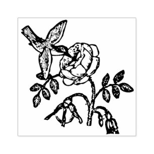 Hummingbird flower rubber stamp