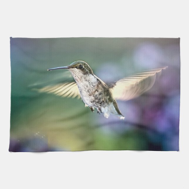 Hummingbird Flying Kitchen Towel (Horizontal)