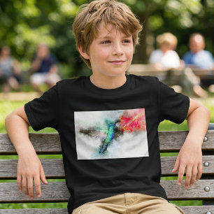 Hummingbird flying with flower Watercolor - 01 T-Shirt