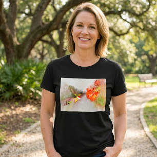 Hummingbird flying with flower Watercolor - 05 T-Shirt