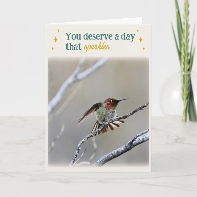 Hummingbird Folded Birthday Card (Front)