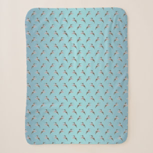 Hummingbird Frenzy Sherpa Blanket (Sky Blue Mix)