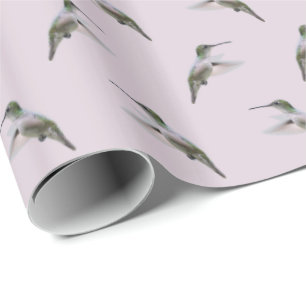 Hummingbird Frenzy Wrapping Paper (Dusty Pink)