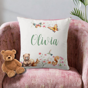 Hummingbird & friends throw pillow