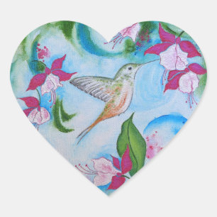 Hummingbird & Fuchsia Envelope Wedding Stickers