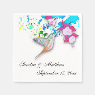 Hummingbird & Fuchsia Personalized Paper Napkins