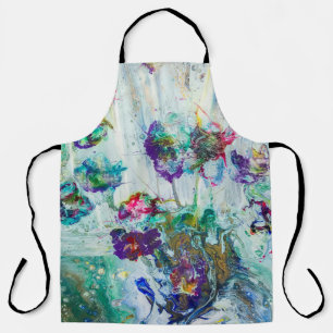 Hummingbird garden abstract painting apron