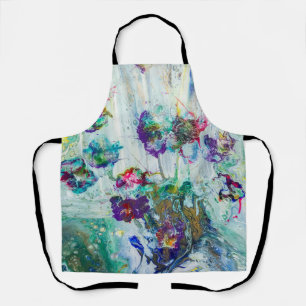 Hummingbird garden abstract painting apron