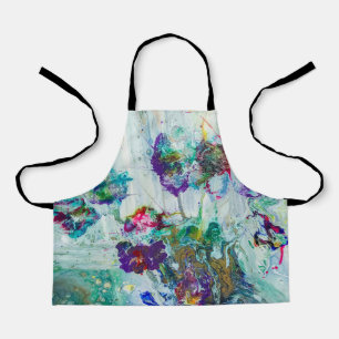 Hummingbird garden abstract painting apron