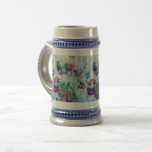 Hummingbird garden abstract painting beer stein