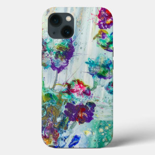 Hummingbird garden abstract painting iPhone 13 case