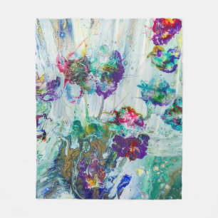 Hummingbird garden abstract painting fleece blanket