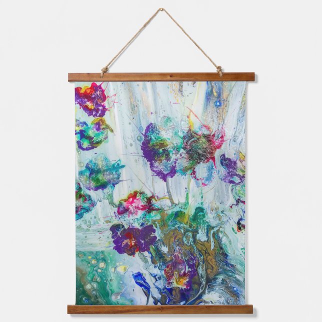 Hummingbird garden abstract painting  hanging tapestry (Front)