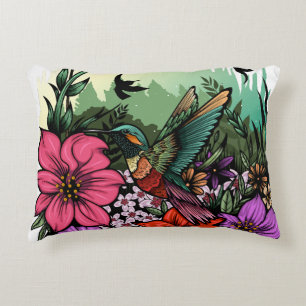 Hummingbird Garden Accent Pillow