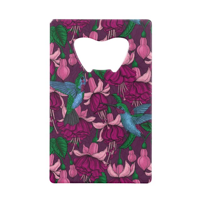 Hummingbird garden credit card bottle opener (Front)