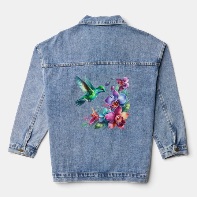 Hummingbird Garden Denim Jacket (Back)