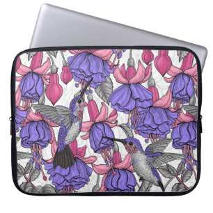 Hummingbird garden in melrose and pink laptop sleeve