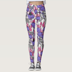 Hummingbird garden in melrose and pink leggings