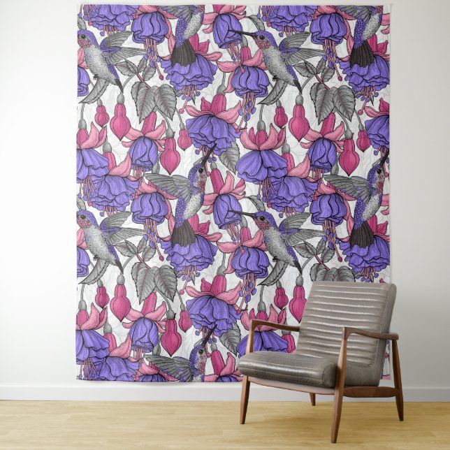 Hummingbird garden in melrose and pink tapestry (In Situ)