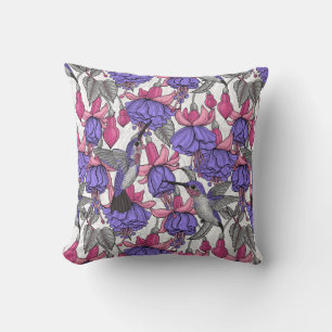 Hummingbird garden in melrose and pink throw pillow