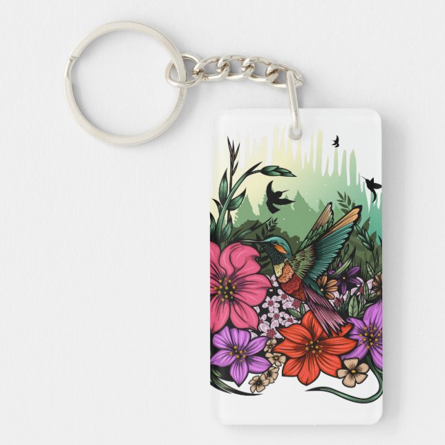 Hummingbird Garden Keychain (Front)