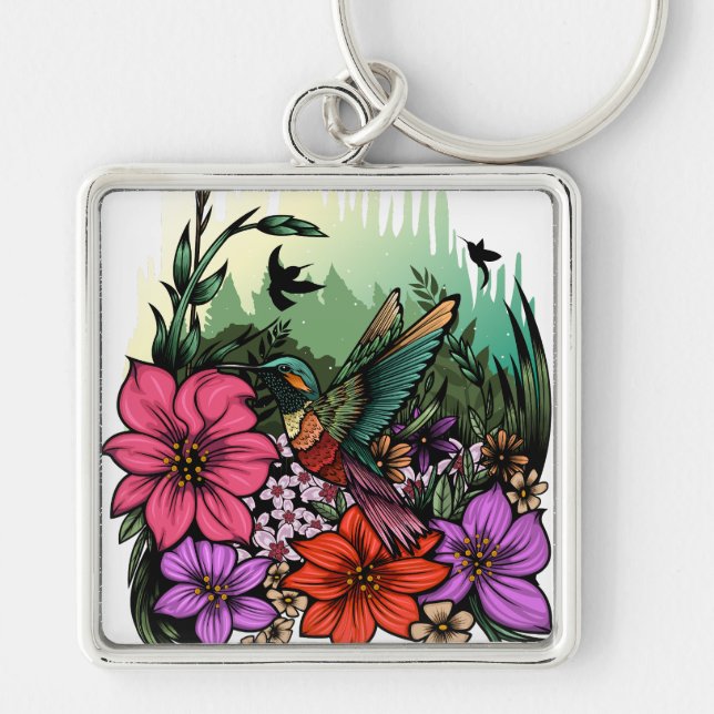 Hummingbird Garden Keychain (Front)