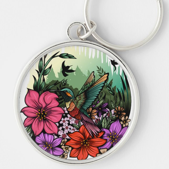 Hummingbird Garden Keychain (Front)