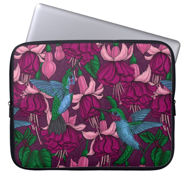Hummingbird garden laptop sleeve (Front)