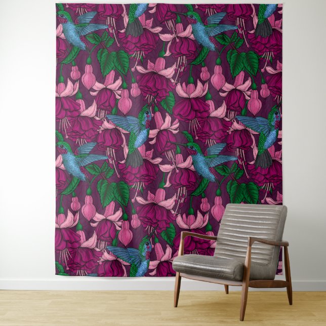 Hummingbird garden tapestry (In Situ)