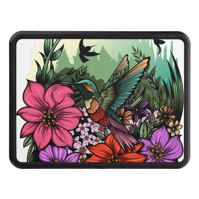 Hummingbird Garden Trailer Hitch Cover (Front)