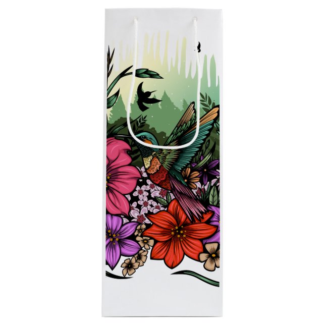 Hummingbird Garden Wine Gift Bag (Front)