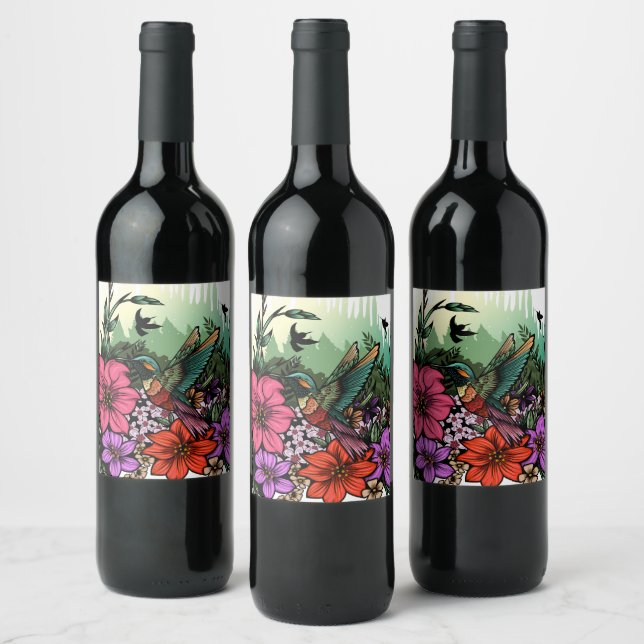 Hummingbird Garden Wine Label (Bottles)