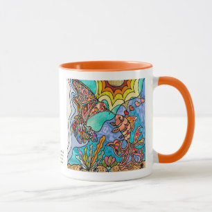 Hummingbird Goldfish Reflection Fantasy Art Mug