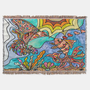 Hummingbird Goldfish Reflection Fantasy Blanket