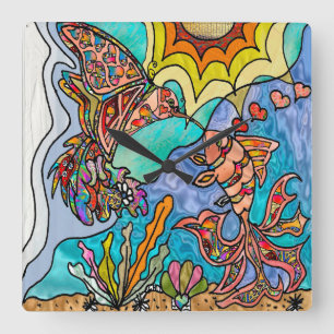 Hummingbird Goldfish Reflection Fantasy Wall Clock