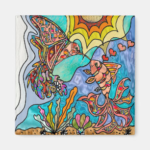 Hummingbird Goldfish Reflection Imaginaire aimant 